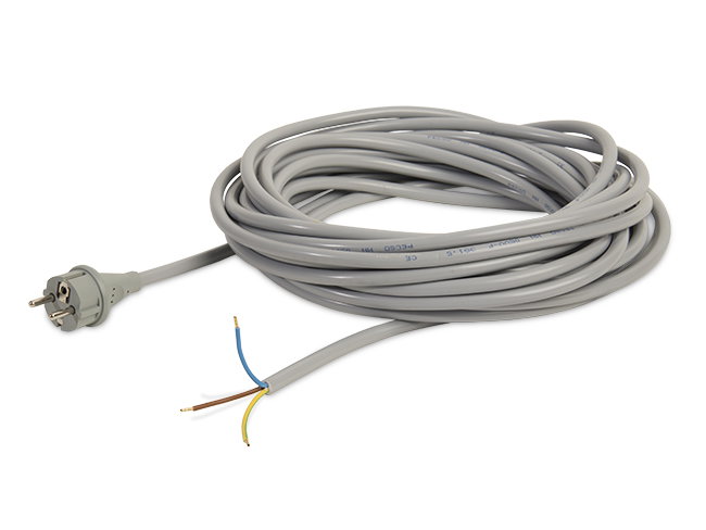 Produktbild Elektrokabel für Einscheibenmaschinen, 15 Meter / 3 x 1,5 mm² / Stecker angespritzt, grau