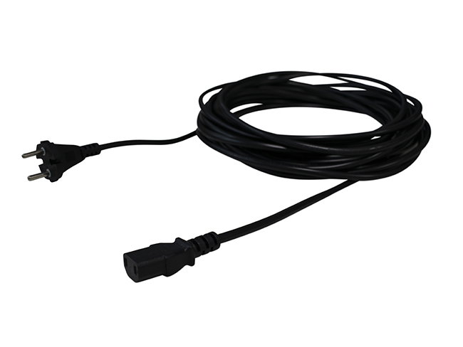 Produktbild Elektrokabel 10 Meter / 2 x 1,0 mm² - PVC ummantelt, Farbe schwarz, gerader Kaltgerätestecker